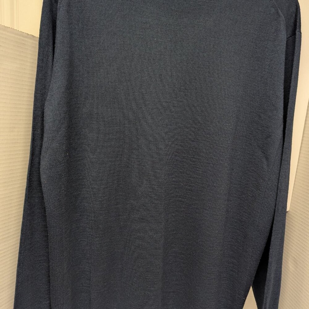 Luchiano Visconti 50% Italian Merino Wool 50% Acrylic Long Sleeve Sweater Navy - Picture 3 of 3